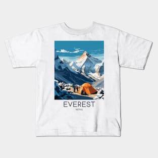 A Pop Art Travel Print of Mount Everest - Nepal Kids T-Shirt